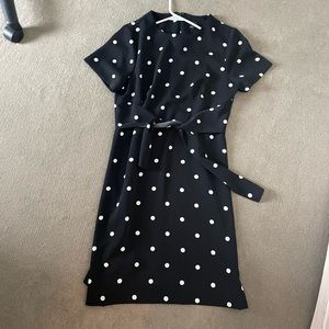 Ann Taylor black polka dot dress mini 6